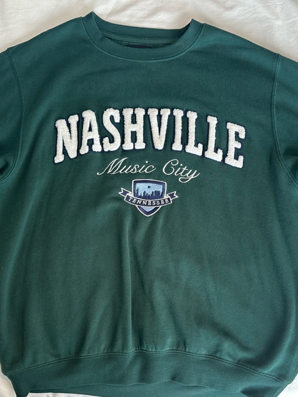 H&M Dark Green 'Nashville Music City' Crewneck Sweatshirt